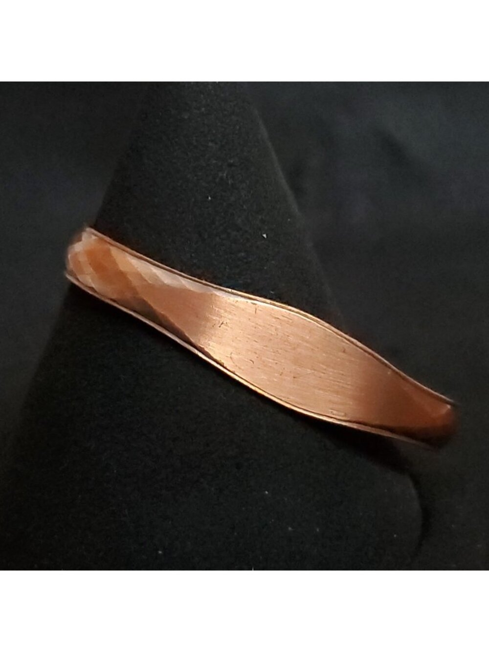 Vintage Copper Cuff Bracelet 6.75" Geometric Diamond Pattern